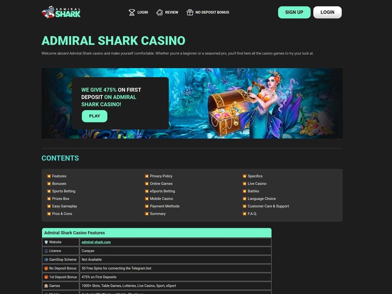 Admiralshark, admiral shark casino review